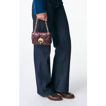 Small Cracked Leather Moon Bag - Chocolate - Size Petit - Vanessa Bruno