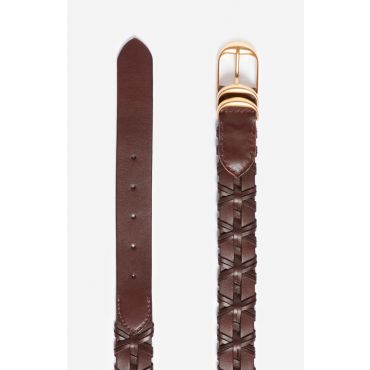 Brown Braided Leather Belt 30mm - Classic brown - Size L - Vanessa Bruno