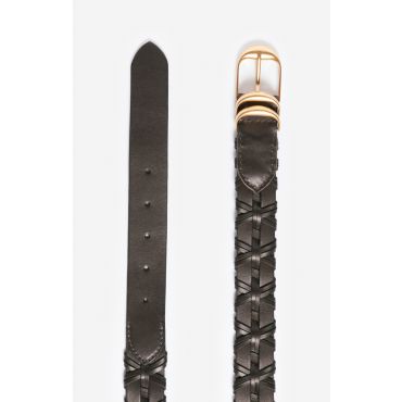 Black Braided Leather Belt 30mm - Black - Size M - Vanessa Bruno