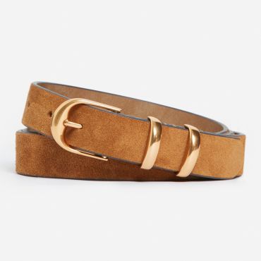 Brown Velvet Leather Belt 20mm - Caramel - Size S - Vanessa Bruno