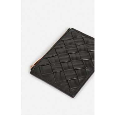 Braided Leather Card Holder - Black - TU - Vanessa Bruno