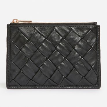 Braided Leather Card Holder - Black - TU - Vanessa Bruno