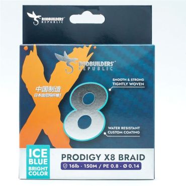 Punos Rodbuilders Republic Prodigy X8 Braid - Ice Blue - 150m Prodigyx8braidpe0.8-150miceblue