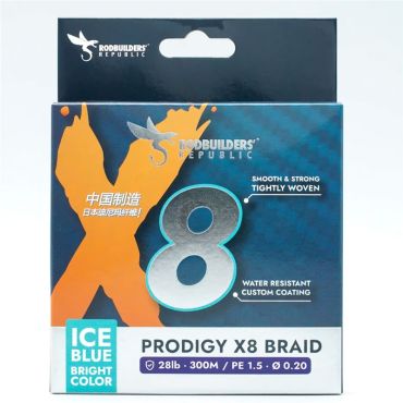 Punos Rodbuilders Republic Prodigy X8 Braid - Ice Blue - 300m Prodigyx8braidpe1.5-300miceblue
