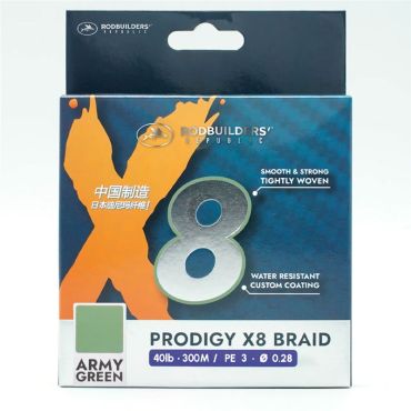 Punottu Siima Rodbuilders Republic Prodigy X8 Braid - Armeijanvihreä - 300m Prodigyx8braidpe3-300marmygreen