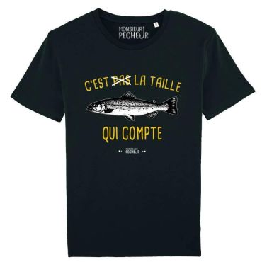 Miesten Lyhythihainen T-paita Monsieur Pêcheur Koko Ei Ole Tärkeintä - Taimen - Musta Tshirttaillecarpe-3