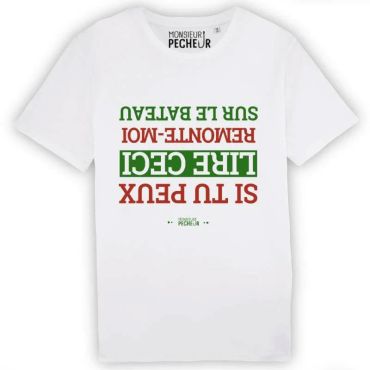 Miesten Lyhythihainen T-paita Monsieur Pêcheur Nosta Minut Takaisin Veneelle - Valkoinen Tshirtremontemoi-9