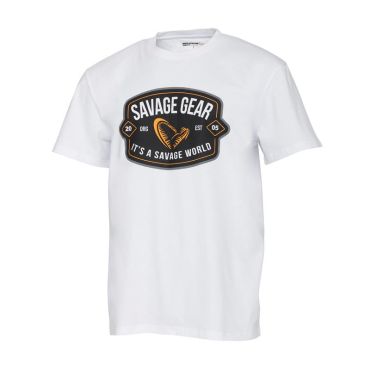 Miesten Lyhythihainen T-paita Savage Gear Badge Logo Tee - White 1642661
