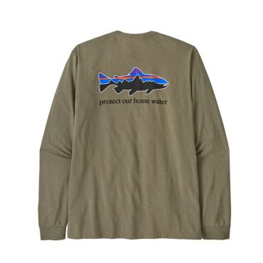 Miesten Pitkähihainen T-paita Patagonia L/s Home Water Trout Responsibili-tee - River Rock Vihreä 37574rvgns