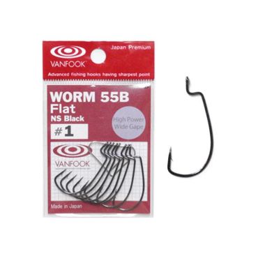 Texaskoukku Vanfook Worm-55bf Black - Pakkaus Van-wo-55bf-3/0