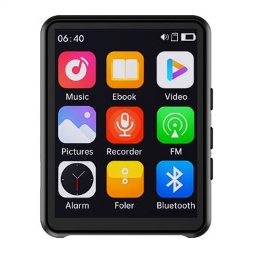 2.4-Inch High-Clear Screen MP3 Player Full-Touch Screen Lossless Sound BT Player with Speaker Support Video Alarm Radio Recorder Ebook