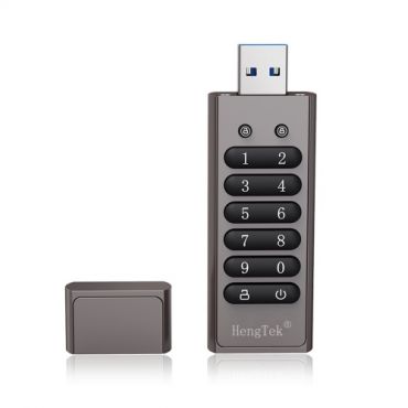 32GB 256-bit Encrypted USB Drive Password Secure Flash Drive USB3.0 U Disk Support Reset/Wipe/Auto Lock Function, Grey