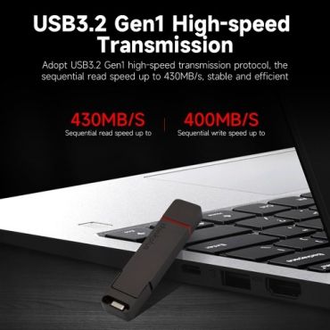 thinkplus TU200 Pro 1TB USB3.2/Type-C Dual-port Portable Solid State U Disk Metal USB Flash Drive High-speed Transmission Grey