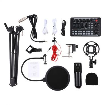 Suspension Microphone Kit Professional Sound Card & Microphone & Mic Arm Bracket Set