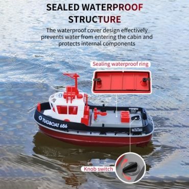 Remote Control Boat, 1:72 Remote Control Boat for Pool & Lake, 2.4GHz Remote Control Tugboat for Adults & Kids