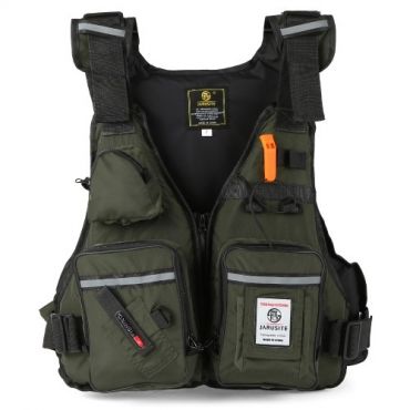 Multi-Pockets Fly Fishing Jacket Buoyancy Vest with Water Bottle Holder for Kayaking Sailing Boating Water Sports