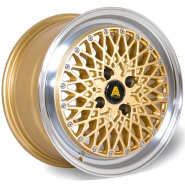 Autostar Minus Alloy Wheels In Gold With Polished Lip Set Of 4 - 17x8 Inch ET35 5x112 PCD, Gold