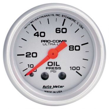 Auto Meter Oil Pressure 52mm Mechanical Pro Comp Ultralite Gauge - Silver, Silver