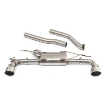 "Cobra Sport Non-Resonated 3" GPF Back Exhaust System - Valved" - 2x 4 Inch Round Slashcut Carbon Fibre Tailpipes
