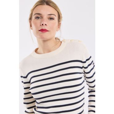 Pull marin rayé Briac - laine mérinos