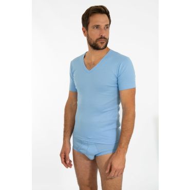 T-shirt col V - coton peigné