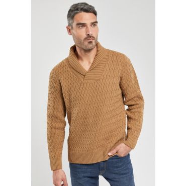 Pull col châle Bérac - laine mérinos et alpaga