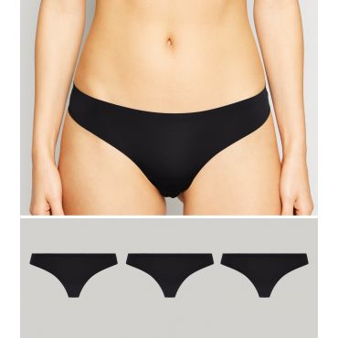 Women's 3 Pack Black Seamless Thongs New Look