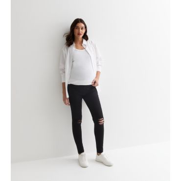 Women's Maternity Black Lift & Shape Ripped Over Bump Emilee Jeggings New Look