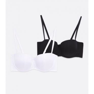 2 Pack Black and White Strapless Bras New Look