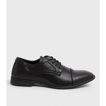 Men's Black Leather-Look Oxford Shoes Vegan New Look