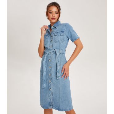 Women's Blue Denim Midi Shirt Dress Urban Bliss New Look