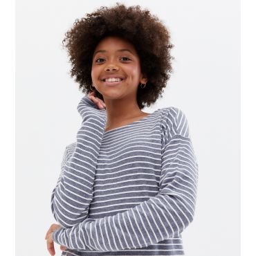 Grey Stripe Long Sleeve Top KIDS ONLY New Look