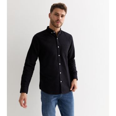 Men's Black Long Sleeve Oxford Shirt New Look