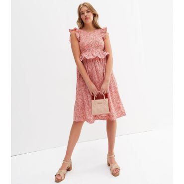 Women's Tall Red Ditsy Floral Frill Midi Dress Vero Moda New Look