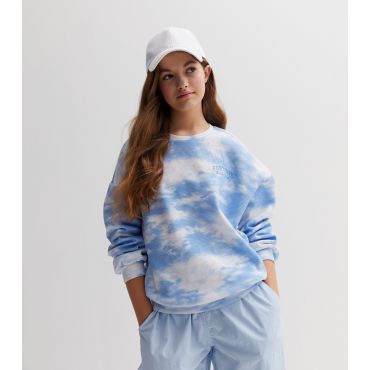 Blue Textured Tie Dye Logo Sweatshirt KIDS ONLY New Look