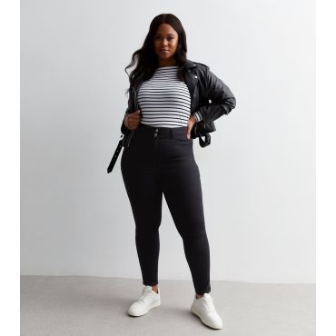 Women's Plus Size Black Lift & Shape High Waist Yazmin Skinny Jeans Curves New Look