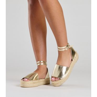 Women's Gold Espadrille Chunky Sandals South Beach New Look