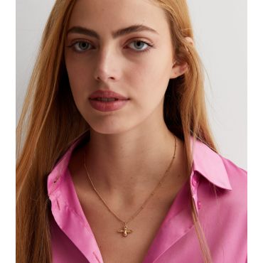 Gold Bee Pendant Necklace New Look