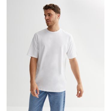 Men's White Crew Neck Oversized T-Shirt New Look