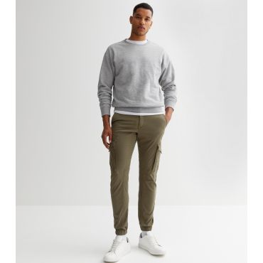Men's Khaki Tapered Leg Patch Pocket Cargo Trousers Jack & Jones New Look