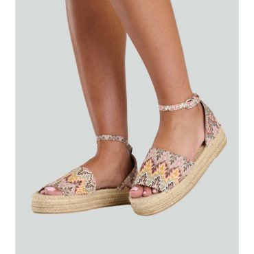 Women's Stone Crochet Flatform Espadrille Sandals South Beach New Look