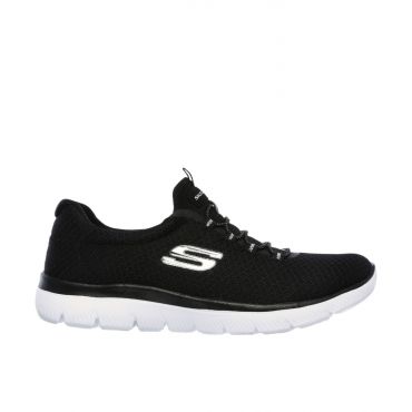 Women's Black Summits Mesh Bungee Slip On Trainers Skechers New Look