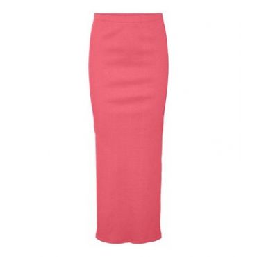 Noisy May Coral Ribbed Split Hem Midi Skirt New Look