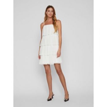 VILA Off White Tiered Strappy Mini Dress New Look
