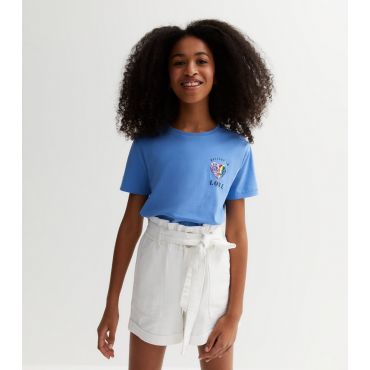 Blue Heart Sequin Love Logo T-Shirt KIDS ONLY New Look