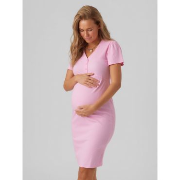 Women's Maternity Pink Ribbed Button Front Mini Dress Mamalicious New Look