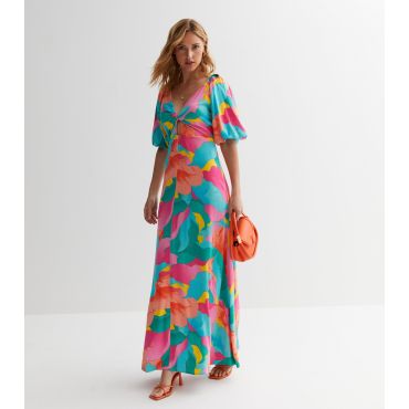 Women's Pink Floral Twist Front Maxi Dress VILA New Look