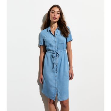 Women's Pale Blue Denim Belted Midi Dress Sunshine Soul New Look