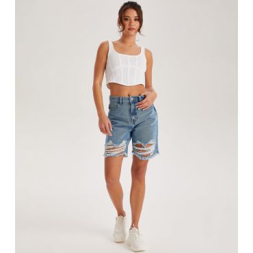 Women's Blue Denim Ripped Shorts Urban Bliss New Look