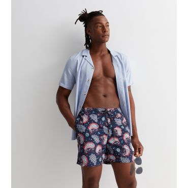 Men's Navy Paisley Swim Shorts Jack & Jones New Look